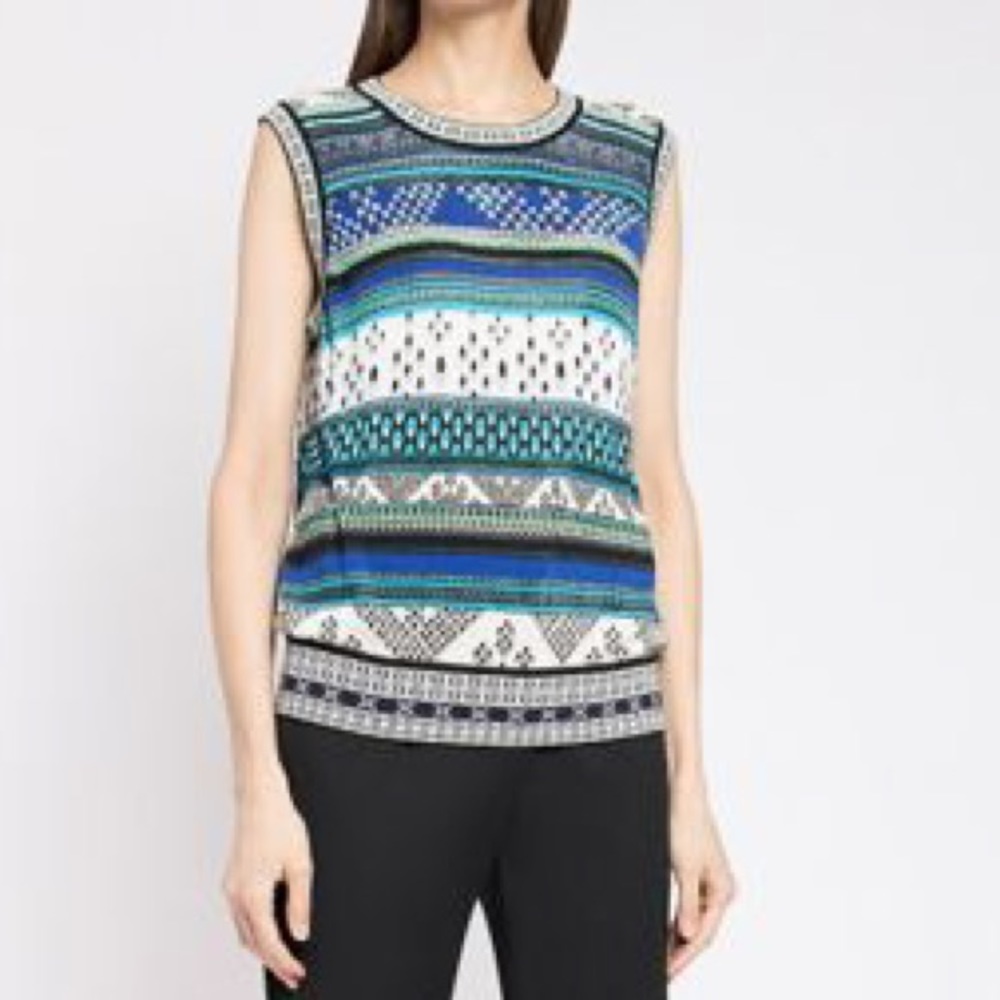 NWOT Diane von Furstenberg Sleeveless Patterned Top Size Medium